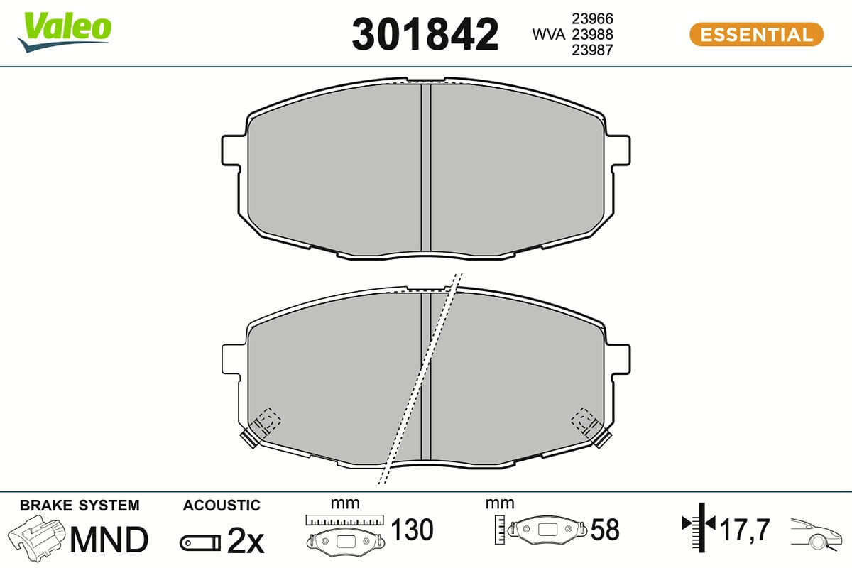 Jeu de 4 plaquettes de frein VALEO ref. 301842